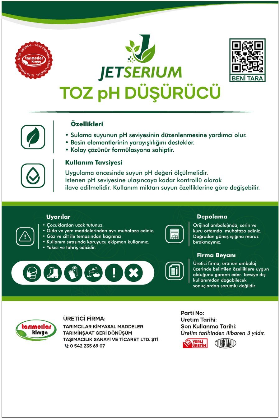 Jetserium Toz pH Düşürücü ürün etiketi tasarımı
